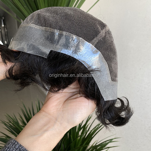 Perruque de remplacement <span class=keywords><strong>pour</strong></span> hommes en <span class=keywords><strong>cheveux</strong></span> humains naturels noirs indiens 100% réels, système de perruque en dentelle HD en polyuréthane, vague - Product Image 1