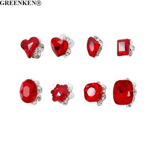 10 pièces sac nouvel an <span class=keywords><strong>Bordeaux</strong></span> rouge Nail Art accessoires étincelant Pile diamant ongles breloques bricolage hiver ongles décorations - Product Image 4