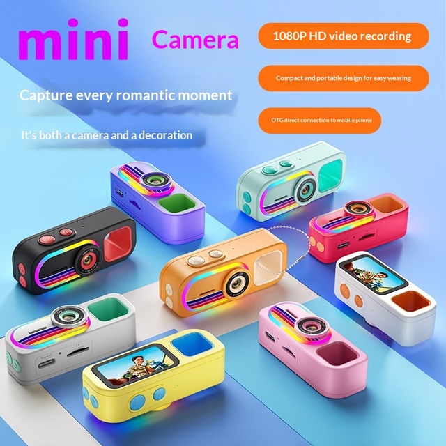 Mini Thumb Camera HD 5MP Digital Video Portable Wearable Action Cam Colorful Lights CCD Sensor Optical Anti Shake Compact Lk039