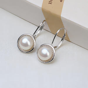 Boucles d'oreilles pour femme en argent S925, 10-13 perles, design personnalisé de chapeau de fleurs, accessoires de bricolage, support vide, série 990, bijoux en perles - Product Image 1