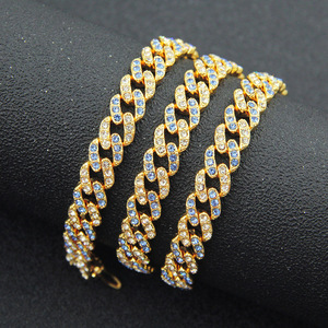 Pulsera de cadena cubana para hombre y mujer, accesorios de pulsera Miami de colores llamativos para discoteca, ancho de 9 mm - Product Image 3