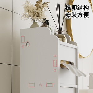 OuShuMei Bathroom Toilet Side Cabinet 3 Tier Narrow Storage Shelf With Door Freestanding Waterproof For Bathroom - Product Image 3