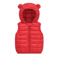 Veste d'hiver légère sans manches pour garçons et filles Gilet à capuche avec oreilles d'ours Fermeture éclair Zip-up