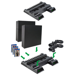 Yüksek kalite siyah renk kutusu soğutma fanı çifte şarj makinesi denetleyici <span class=keywords><strong>Ps4</strong></span> oyun konsolu için dikey stant soğutucu onarım parçaları - Product Image 3