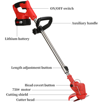 Vente directe d'usine, tondeuse à gazon électrique rechargeable à batterie lithium 21V avec roue auxiliaire, outils de jardin