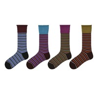 Chaussettes décontractées mi-mollet Renaissance à rayures color-block pour femme, style régulier, en pur coton respirant, pour usage quotidien rapide