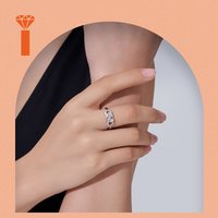 Bague en Moissanite Cœur Infini Couleur D VVS1, Coupe Ronde, en Argent Sterling S925 Plaqué Rhodium, Bague de Promesse en Moissanite