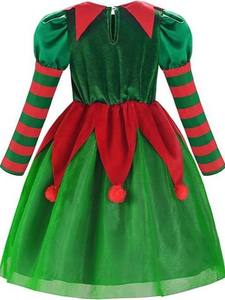 Disfraz <span class=keywords><strong>de</strong></span> Duende Navideño <span class=keywords><strong>de</strong></span> Alta Calidad para Niñas, con Falda, Verde, Material <span class=keywords><strong>de</strong></span> Poliéster, para Pequeñas Ayudas <span class=keywords><strong>de</strong></span> Santa - Product Image 2