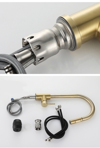 Sus 304 Stainless Steel Pull Out Kitchen Faucet Gold Brushed Black Counter <strong>Top</strong> Mount Flex Sink Water Mixer <strong>Tap</strong> - Product Image 5