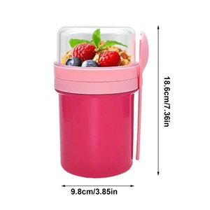 Convenient Double-Layer <b>Breakfast</b> Cup Leak-Proof Light Yogurt & Overnight Oat Salad Cups Kitchen Tableware-Injection PP - Product Image 5