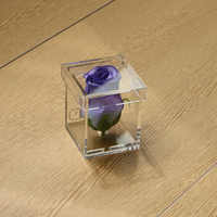 Boîte à roses élégante en acrylique à trou unique avec logo, transparente, pour présentation de cadeaux, fabrication OEM, vente en gros, approvisionnement en vrac