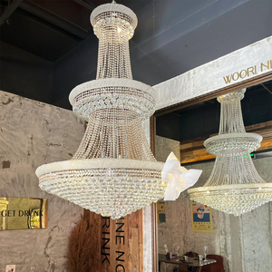 Lámpara Colgante Personalizada para Sala de Estar Candelabro Moderno de Lujo Estilo Imperio Grande para Techo Alto Salón de Banquetes de Hotel Candelabro de Cristal Dorado - Product Image 1