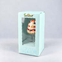 Boîtes à gâteaux en verre à vin personnalisées de haute qualité en gros, emballage en papier avec logo imprimé, boîtes à cupcakes en carton blanc avec fenêtre