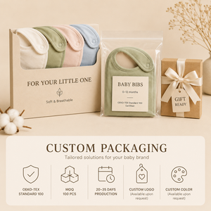 Baberos de Muselina para Bebé con Certificación GOTS, Baberos Suaves y Altamente Absorbentes para Bebés, Precio Económico al por Mayor - Product Image 5