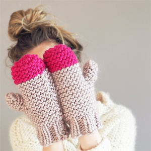 Mitaines en tricot torsadé épais pour femmes, en laine mérinos super épaisse, mitaines personnalisées tricotées à la main, vente en gros - Product Image 5