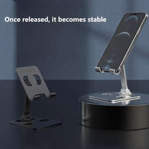 ขาตั้งโทรศัพท์มือถือแบบตั้งโต๊ะ ทำจากโลหะผสมอะลูมิเนียม แข็งแรง ทนทาน เหมาะสำหรับการไลฟ์สดและดูซีรีส์  แบบพับได้ หมุนได้ ใช้ได้กับแท็บเล็ต - Product Image 3