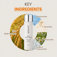 Tonique visage à l'extrait de riz, vitamine E, acide hyaluronique, éclaircissant, uniformise le teint, anti-âge, hydratant, OEM, ODM, étiquette privée