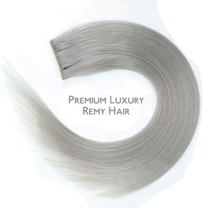 Extensiones de Cabello Humano Natural con Cutícula Intacta, Color Gris Lujoso, 100% Cabello Humano, Ultrafinas, Cabello Ruso, Doble Trama, Invisibles - Product Image 3