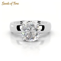 Bague moderne en argent 925 plaqué or avec moissanite D Color VVS taille radiant de trois carats, sertie griffes, profil solitaire, OEM