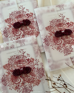 Suite d'invitation de <span class=keywords><strong>mariage</strong></span> <span class=keywords><strong>oriental</strong></span> d'élégance luxueuse avec enveloppe florale déjouée en or rose et noeud chinois rouge traditionnel - Product Image 3