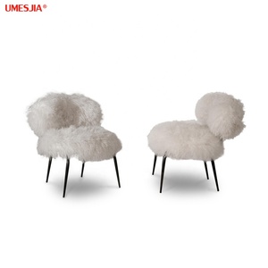 Fauteuil de salon moderne de conception italienne NEPAL, en <span class=keywords><strong>acier</strong></span> inoxydable, avec pieds en métal, fauteuil de <span class=keywords><strong>d</strong></span>étente avec fourrure de <span class=keywords><strong>laine</strong></span> de plage - Product Image 3
