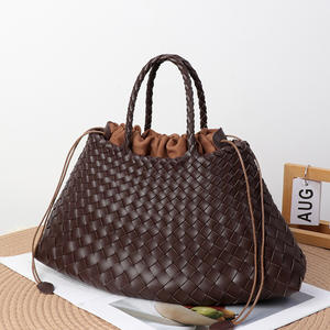 Fourre-tout femme rétro tendance grande capacité sac à main tissé à la main mère sacs navettage affaires haute qualité panier de légumes sac - Product Image 4