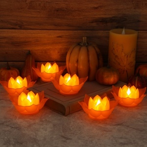 <span class=keywords><strong>Bougie</strong></span> électronique <span class=keywords><strong>LED</strong></span> Lotus sans fumée, en plastique, sûre, fonctionnant sur piles, veilleuse, lanterne, festival, Halloween, Diwali, Noël - Product Image 2