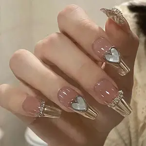Wholesale Of Nail Art Metal Style French Style Three-Dimensional Love Wearing Nails Jelly Gel Style Wholesale Of Nail Art Pieces