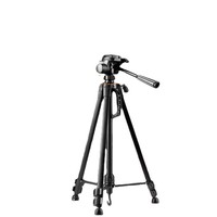 Trépied professionnel pour appareil photo reflex numérique, portable, en aluminium, 3366, pour selfie et diffusion en direct, avec fixation TMount, 1,4 m, pince pour téléphone et tablette, niveau à bulle, charge maximale 3 kg