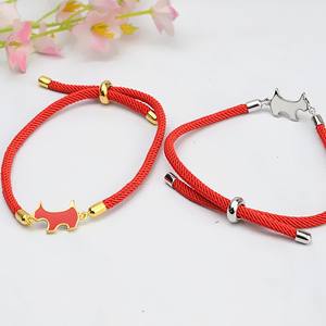 Handmade S925 <b>Silver</b> Destiny Year Red <b>Rope</b> Drop Glue Zodiac Dog Style <b>Bracelet</b> Versatile Small Fresh 477 Fashion Charm <b>Bracelets</b> - Product Image 2