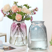 Vase en verre transparent Feuille d'érable style Instagram, luxe léger, pour centre de table de fleurs séchées, salon moderne et minimaliste, vente en gros