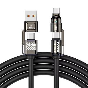 उच्च गुणवत्ता 240w फास्ट चार्जिंग 4-इन-1 डबल टाइप सी डेटा केबल pd 1m 2m यूएसबी सिलिकॉन चार्जर सी से सी केबल - Product Image 2