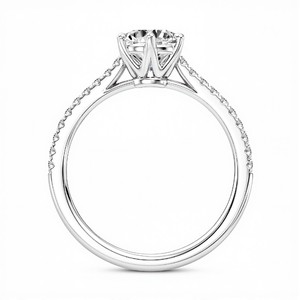 Anillo de Diamante Redondo Premium Cultivado en Laboratorio de 1.00 Quilates en Plata de Ley 925, Titanio, Oro de 10K, 14K, 18K Diseñado para Compromiso y Boda - Product Image 3