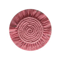 Tapis de table rond moderne en corde de coton polyester, fait main, tissé, résistant à la chaleur, antidérapant, avec pompons