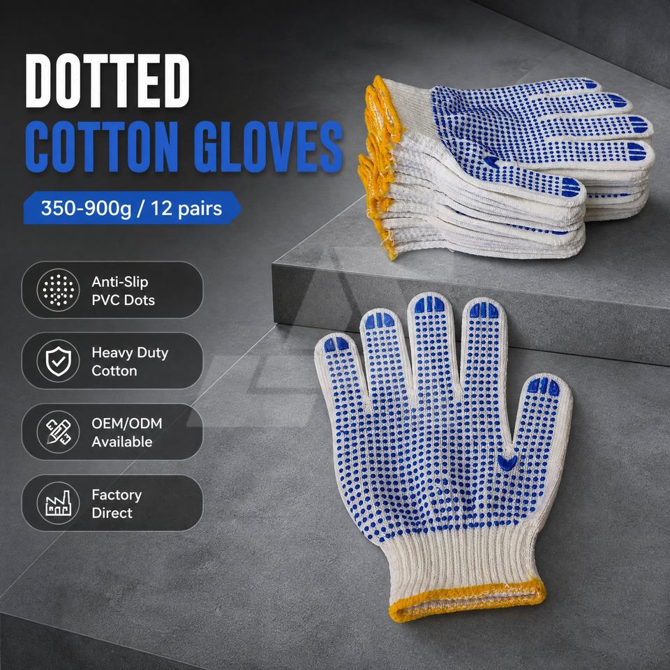 Packing For Export Cotton Gloves With PVC Dots Anti Slip Palm Knit Work Gloves Export ...
