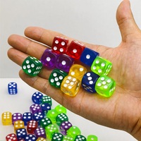 Dés en acrylique transparents colorés de 14 mm et 16 mm, coins arrondis, D6 pour jeux de société et mathématiques