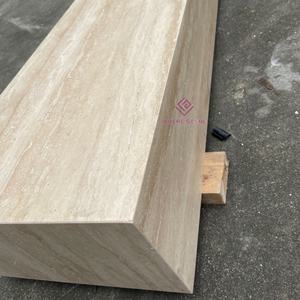 خزانة تلفزيون من الحجر الطبيعي البيج من الترافرتين مع أدراج بتصميم كريم فرنسي لغرفة المعيشة الفاخرة - Product Image 5