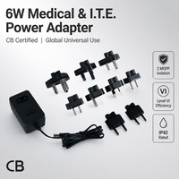 Adaptor Daya Bersertifikasi CB 4.2v 5v 6v 7v 8v 9v 10v 11v 12v 150ma 0.85a 1 Amp 1.2a 5W 6W AC DC dengan Colokan US UK EU AU