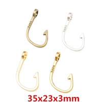 Breloques en forme d'hameçon pour la fabrication de bijoux, pendentifs en alliage gravés 35x23x3mm, 4 couleurs