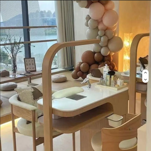Modern Japanese Nail Art <b>Table</b> with Solid Wood Frame and <b>Marble</b> <b>Top</b> for Salon or Living Room Use Includes Nail Supplies - Product Image 6