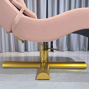 Luxuriöses Goldenes Gebogenes Massagebett-Auflage Spa Salon Wimpern Rosa Samt Gebogenes Wimpernbett Stuhl Salon-Möbelset - Product Image 6