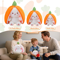 Peluche Lapin Fraise Réversible, Jouet en Peluche Doux, Oreiller Lapin Transformable, Cadeau pour Enfants, Peluche Kawaii