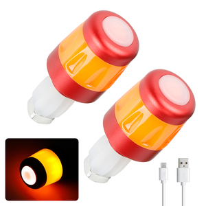 Ulip <b>LED</b> Signal <b>Light</b> Electric Scoot Handlebar End <b>Plugs</b> Turn <b>Lights</b> 2 PCS Red Orange Grip USB Cable Side Indicator warning Lamp - Product Image 5