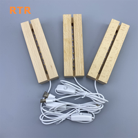 Luz de noche LED 3D rectangular de madera de 15CM, lámpara de tablero de mensajes de acrílico transparente para DIY, Base de madera creativa para aplicación de dormitorio