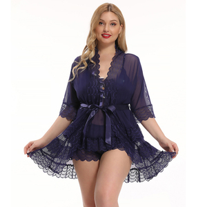 2025 elegante camicia da notte da <span class=keywords><strong>donna</strong></span> in pizzo biancheria intima Sexy vedere attraverso il <span class=keywords><strong>pigiama</strong></span> di stoffa per la casa - Product Image 3