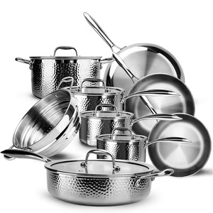 Juego de Utensilios de Cocina Antiadherentes de Acero Inoxidable de 10 Piezas con Tapas, Aptos para Horno, Solo Lavar a Mano - Product Image 5