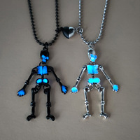 Collier de couple style Dark Wind, avec pendentif main fantôme et crâne lumineux pour Halloween