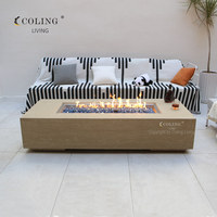 P007 Ensemble de jardin moderne de luxe Table de foyer au gaz propane autoportante pour l'extérieur avec brûleurs naturels pour villas