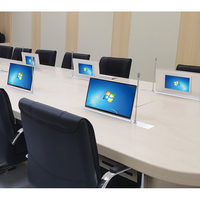 Table de conférence à levage automatique avec fonction de vote, accessoires audio-vidéo, système sans papier, moniteur et écran rétractable