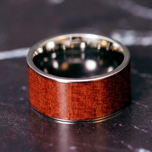 Wood Grain Stainless Steel <b>Ring</b> 8Mm Women's Fashion Jewelry Gift - Product Image 3